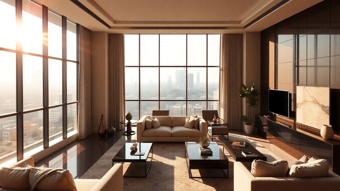 Luxury apartment with skyline view