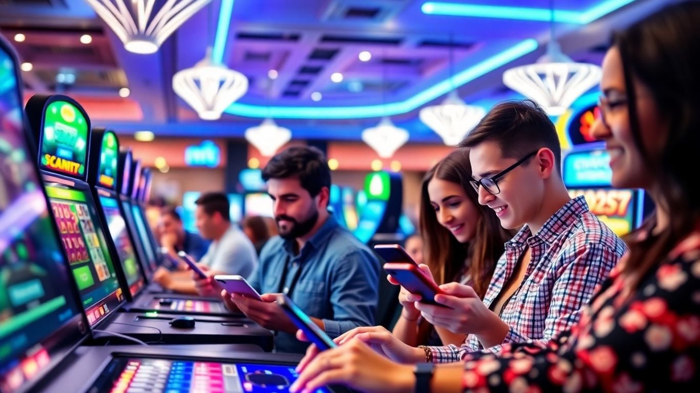 ภาพคนเล่นพนันออนไลน์บนอุปกรณ์ทันสมัย