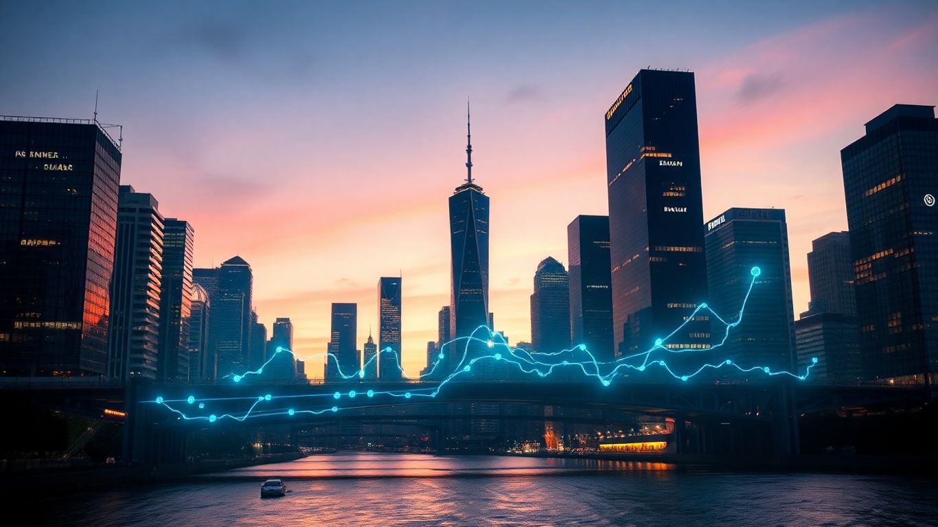 Digital bridge connecting finance and future.