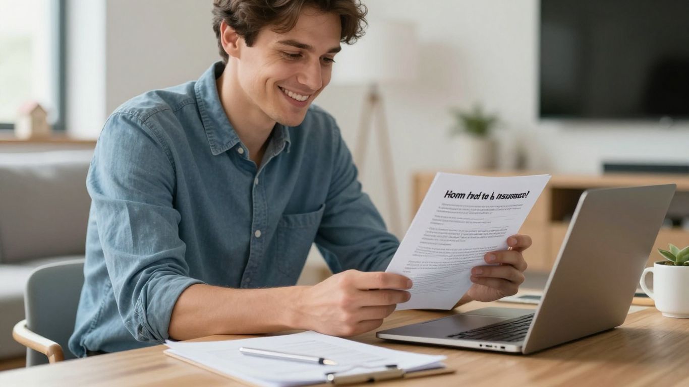 Persona feliz revisando seguro de hogar personalizado.