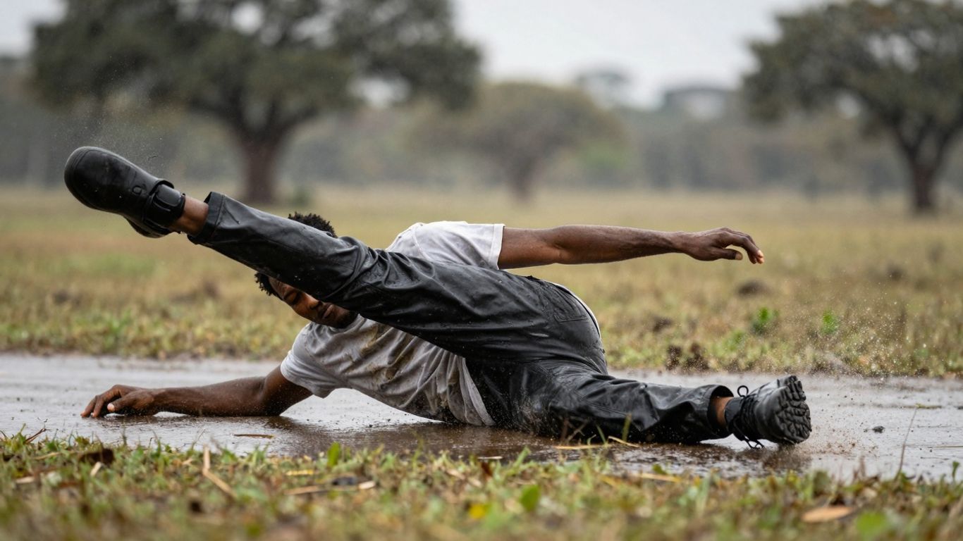 Person slipping on a wet floor, Savannah slip and fall.