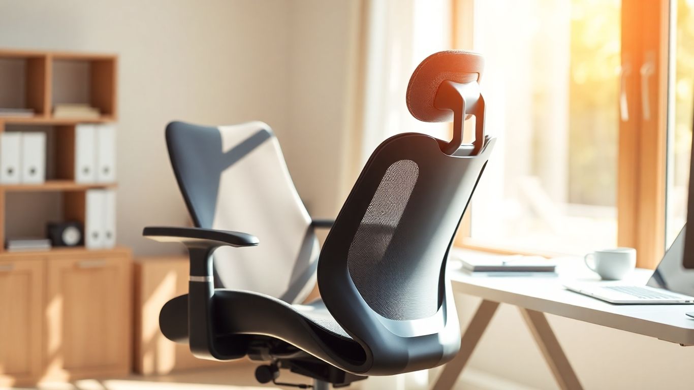 Cadeira de escritório ergonômica em um home office moderno.