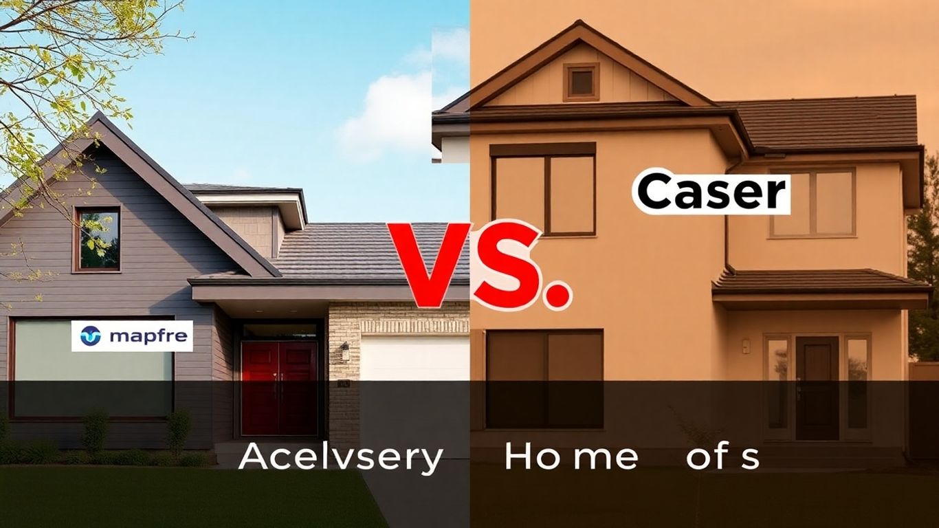 Comparación visual de seguros de hogar Mapfre y Caser.