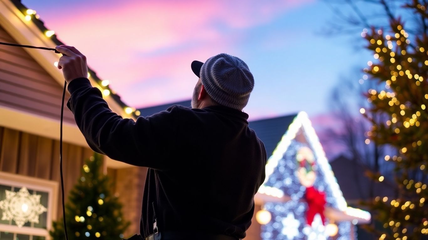 Christmas lights installation on a Dardenne Prairie home.