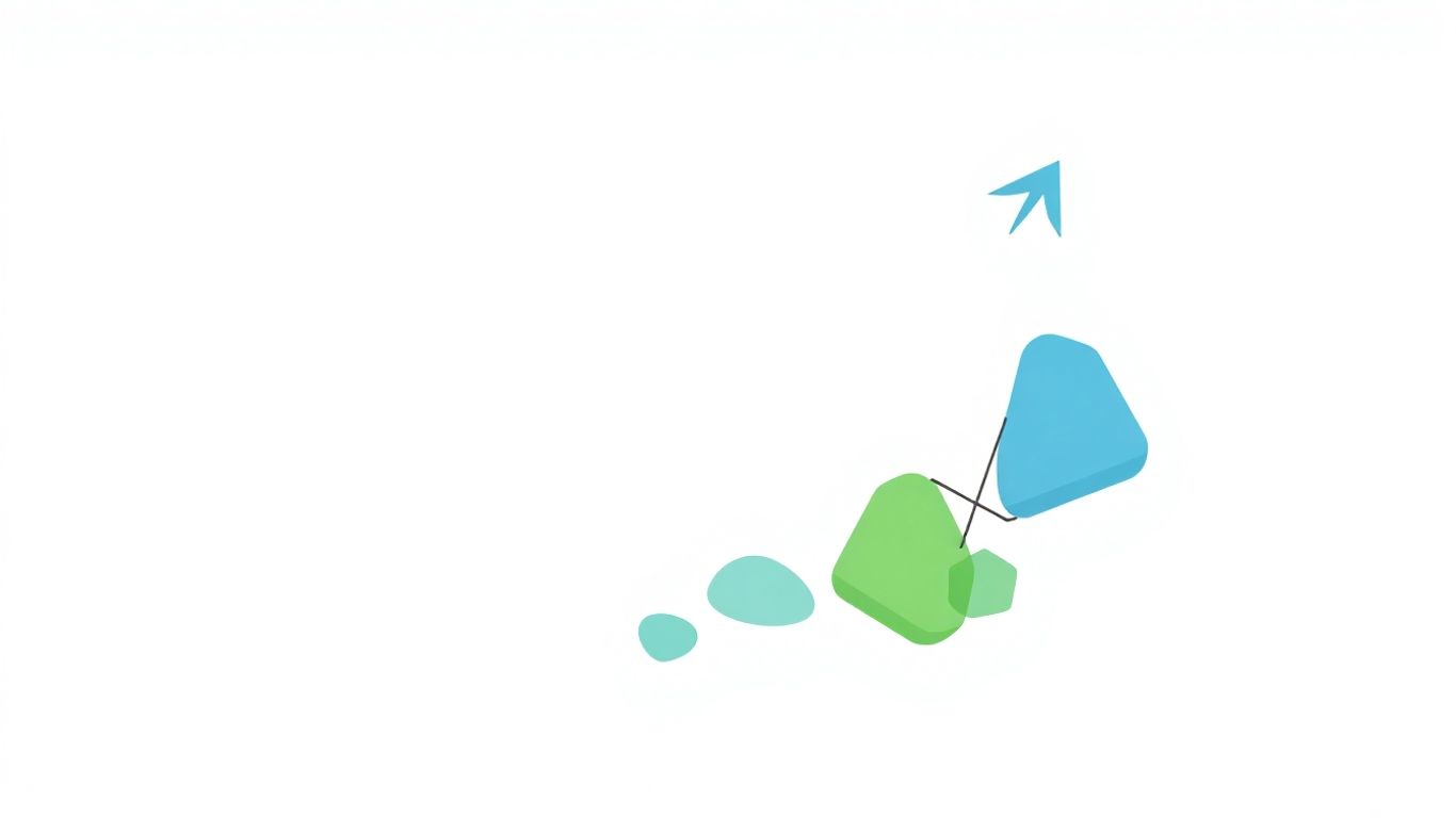 Abstract growth arrow and interconnected shapes