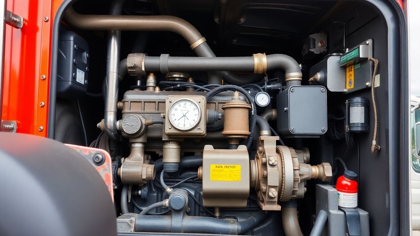 Inspeção detalhada do motor de caminhão pesado.