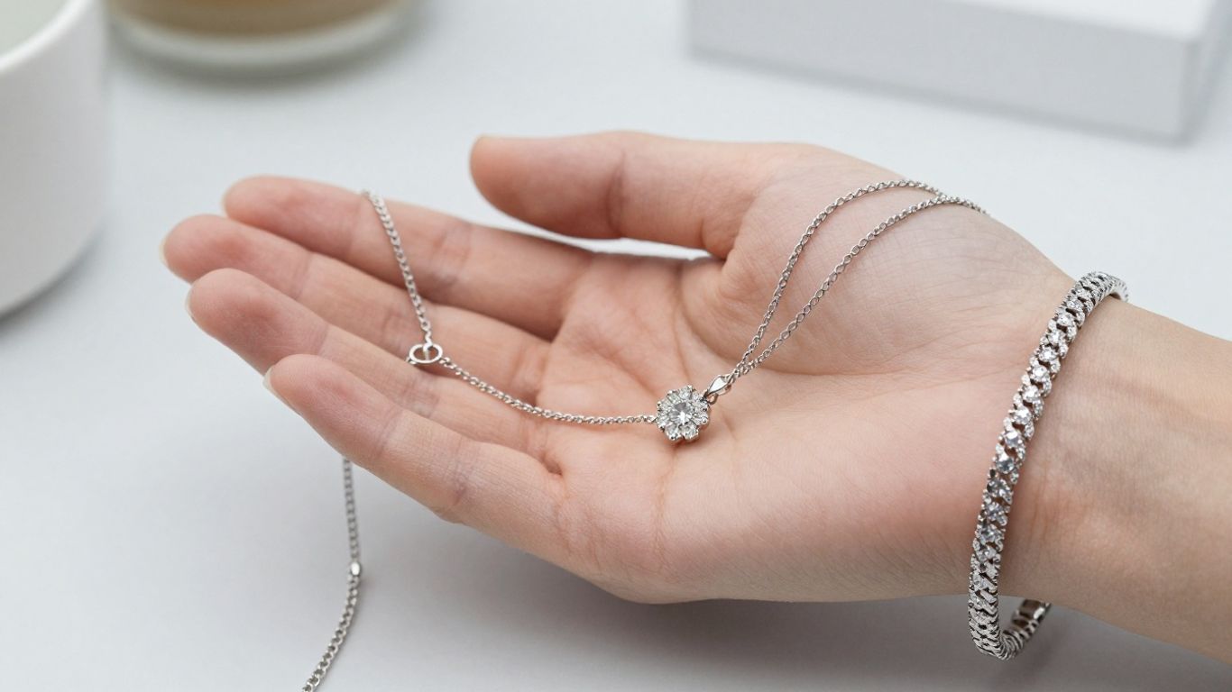 Bijoux en argent, mains, transaction sécurisée.