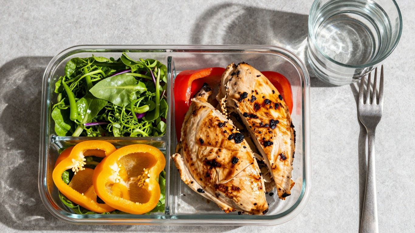 Healthy and delicious meal prep lunchbox with fresh ingredients.