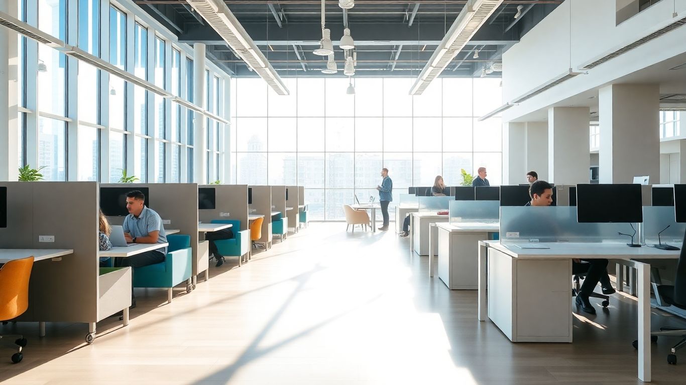 Flex Office Arbeitsplatz mit moderner Software