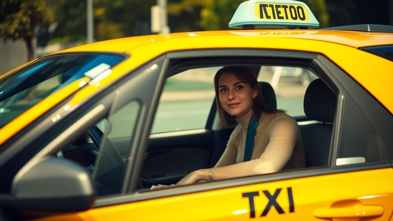Solo traveler entering a safe local taxi.