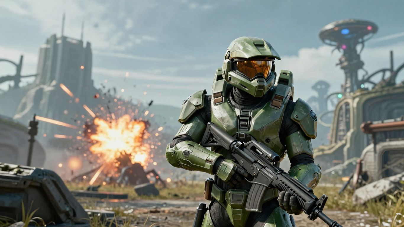Master Chief in Halo 2, ready for combat.