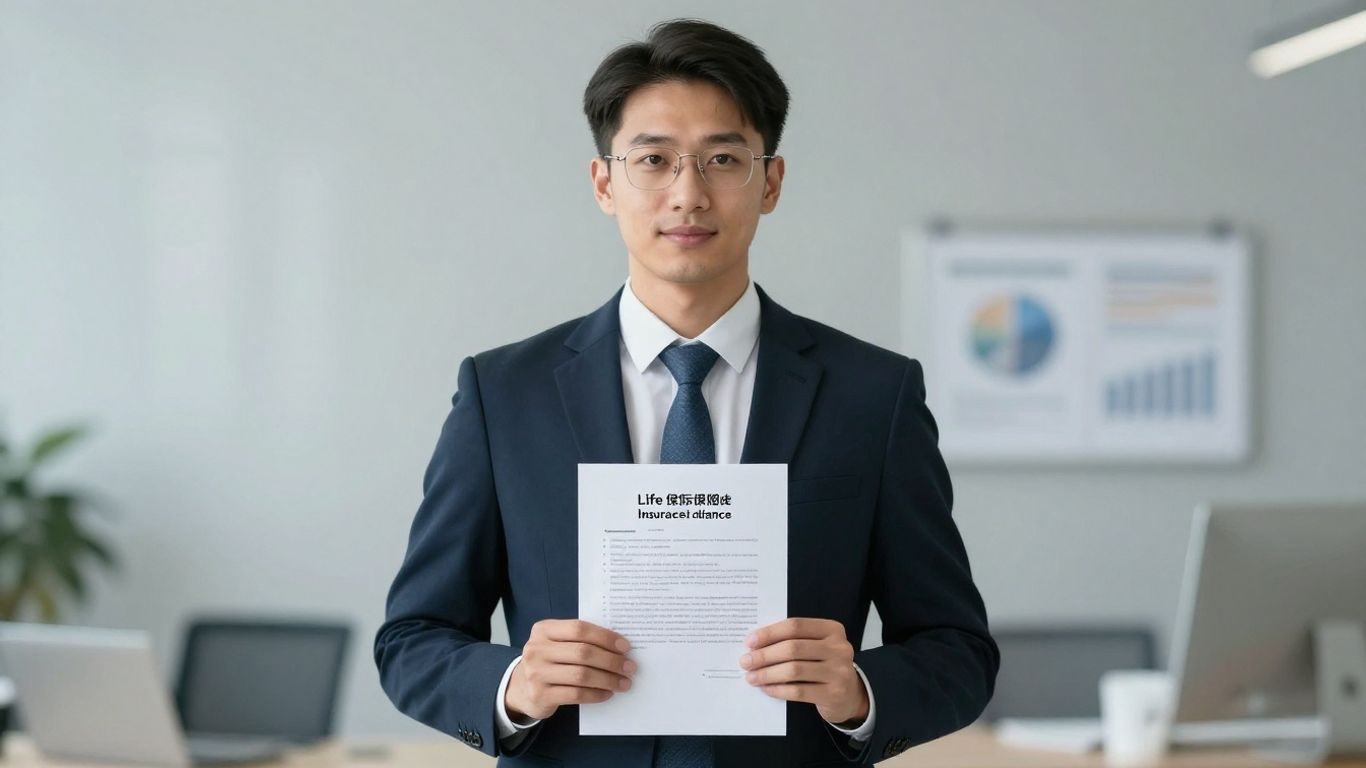 Life insurance broker explaining options to a client.