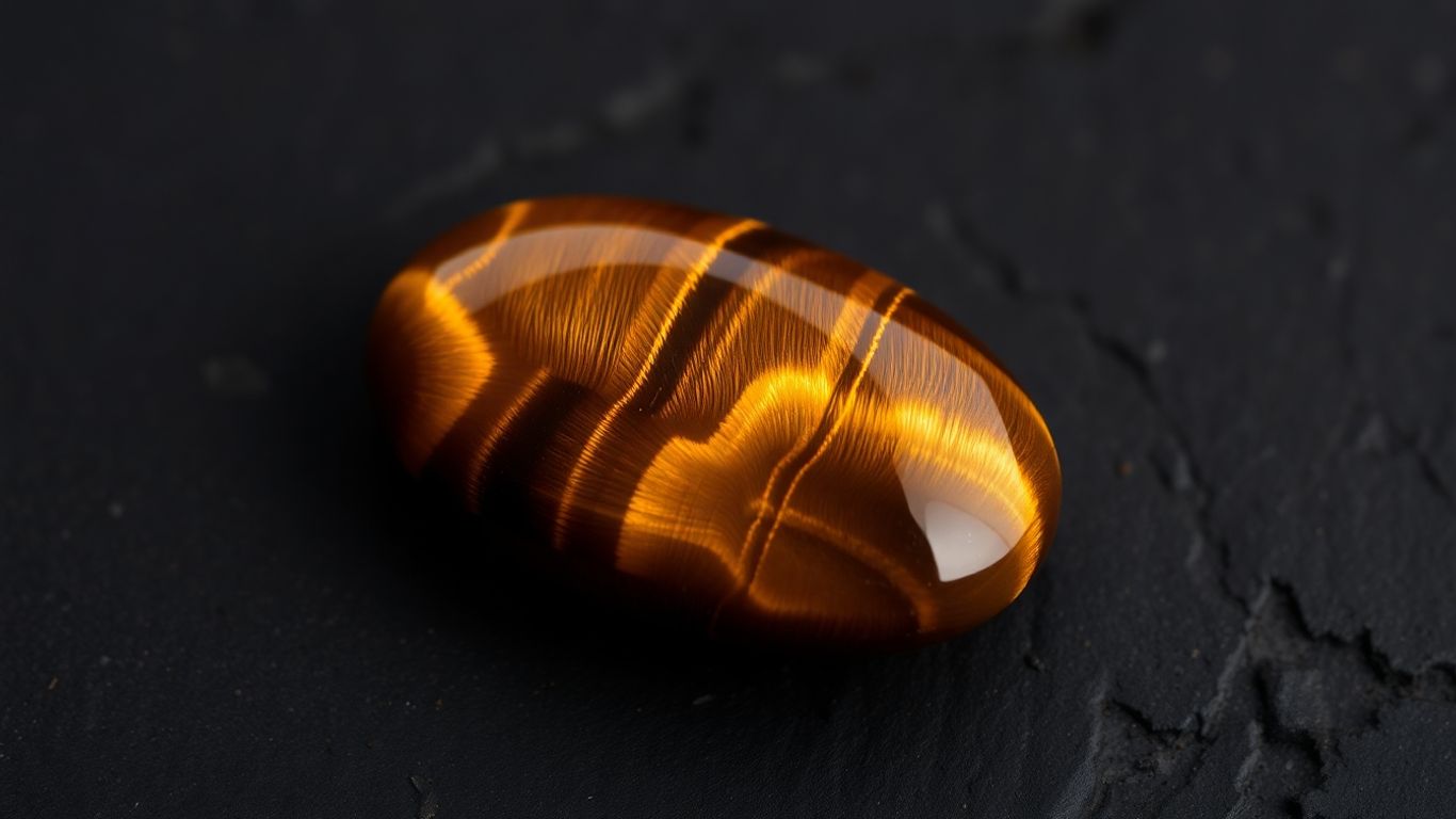 Polished Tiger Eye gemstone with shimmering golden-brown bands.