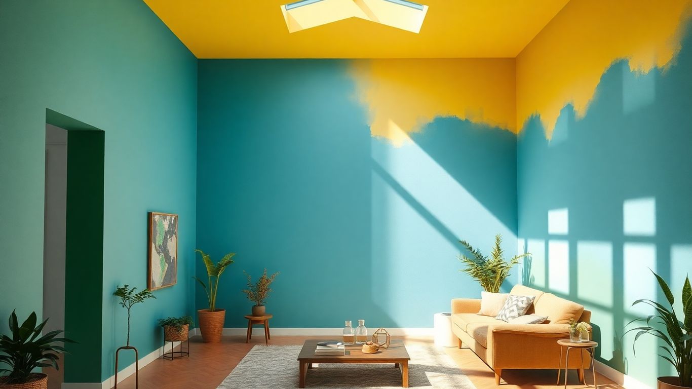 Colorful room interior influencing mood and space.