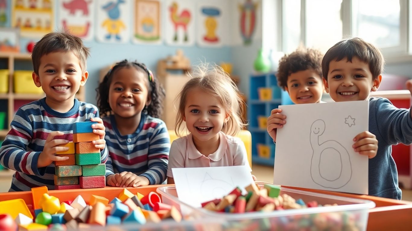 Children building confidence through playful preschool learning activities.