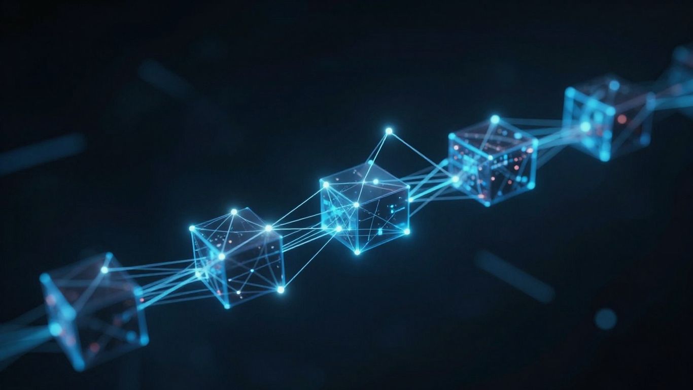 Abstract visualization of a blockchain network.