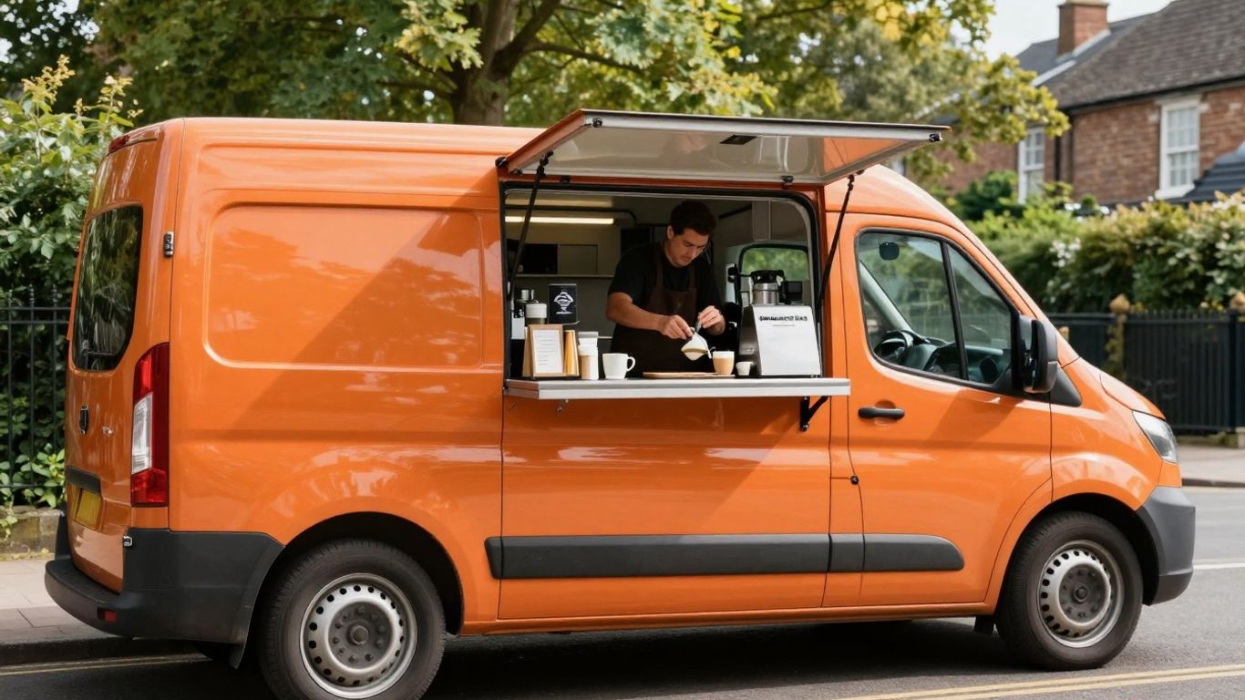 Modern coffee van on a UK street.