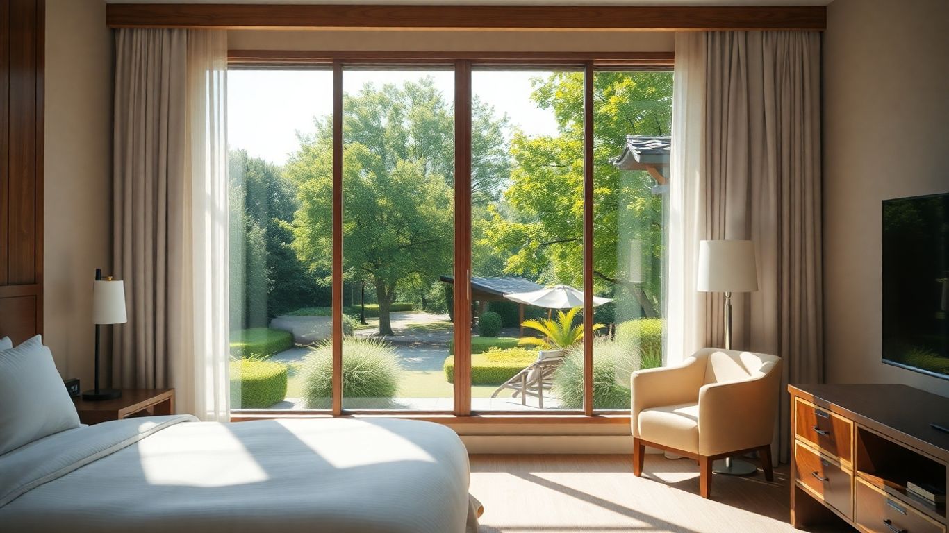 Hotelzimmer mit Blick ins Grüne