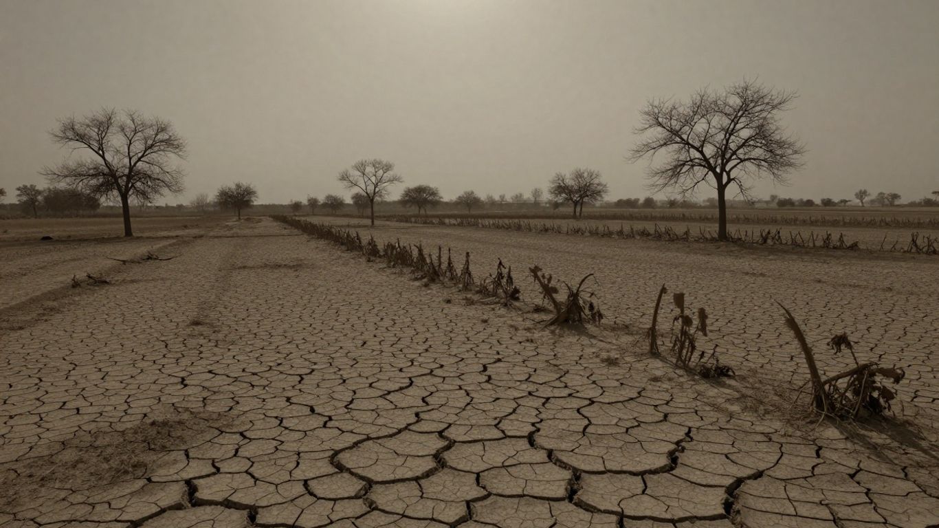 Растрескавшаяся земля в Европе под сухим небом