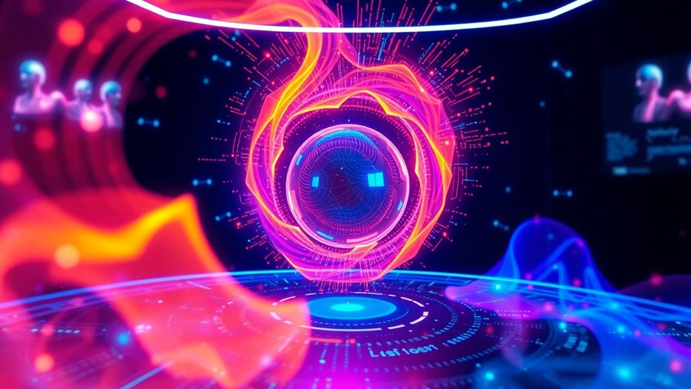 AI interface generating dynamic video clips with neon lights.