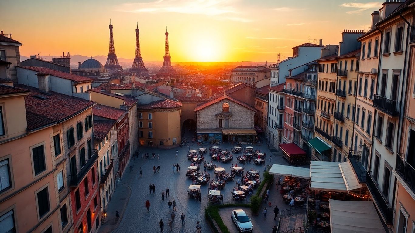 Affordable European cityscapes with famous landmarks.