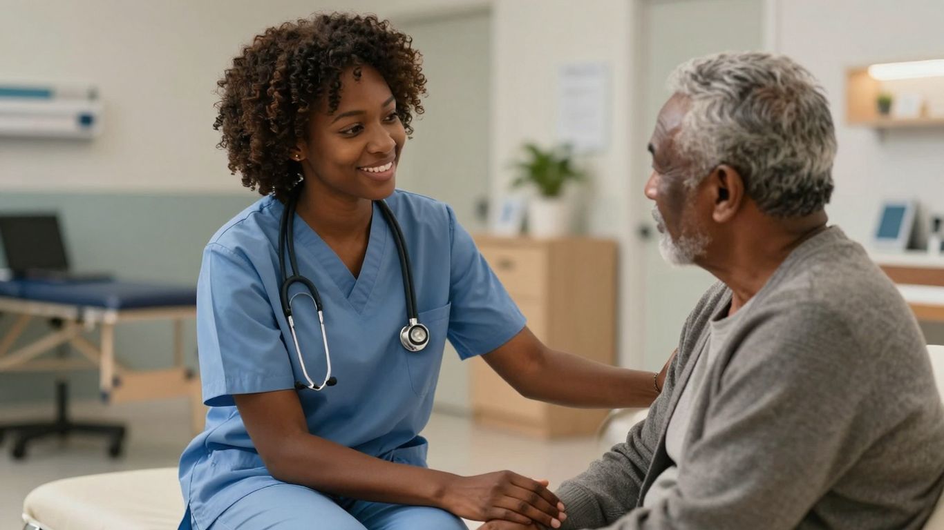 Nurse supporting patient in mental health setting