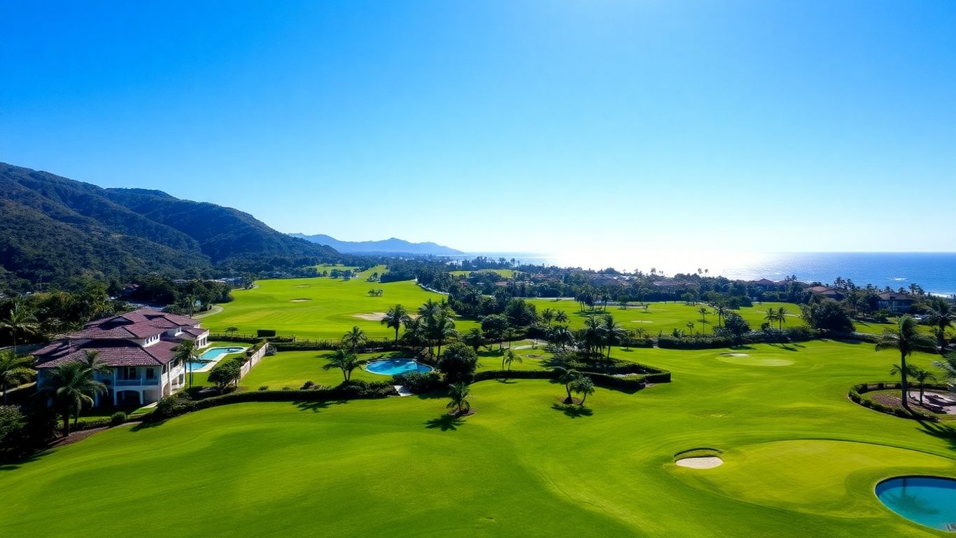 Luxury villas beside a pristine golf course in Phuket.