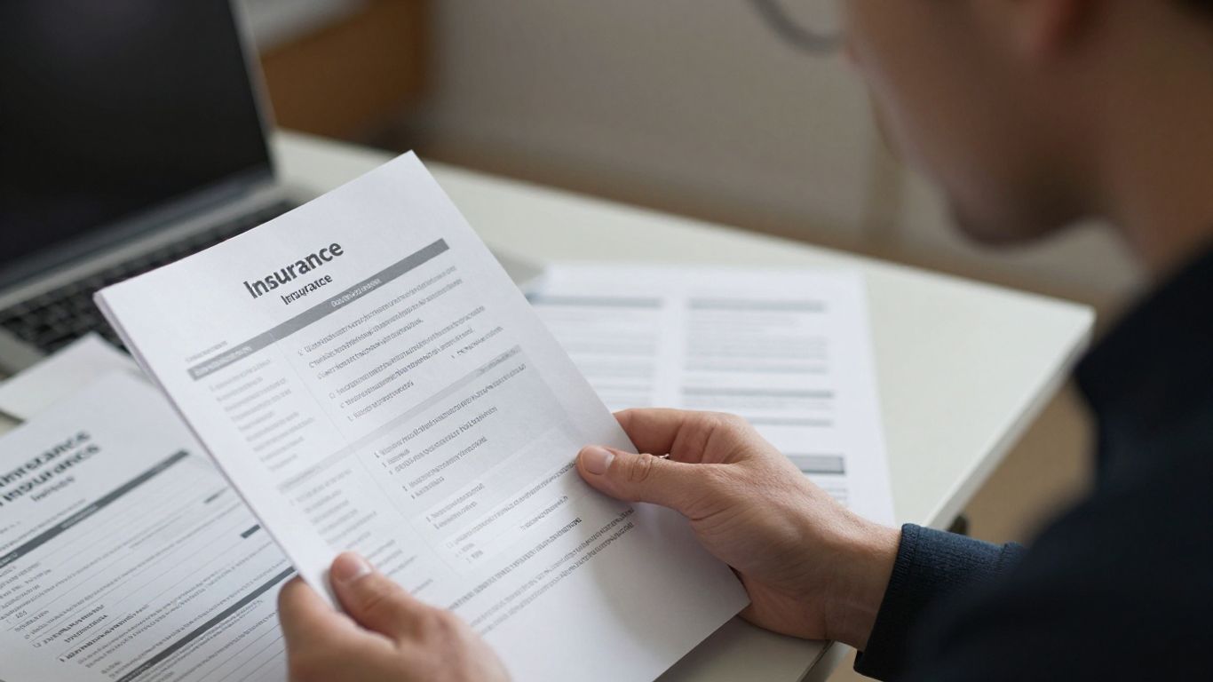 Person reviewing insurance documents for coverage decisions.