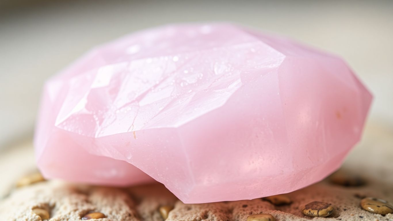 Pale pink kunzite crystal with soft light.