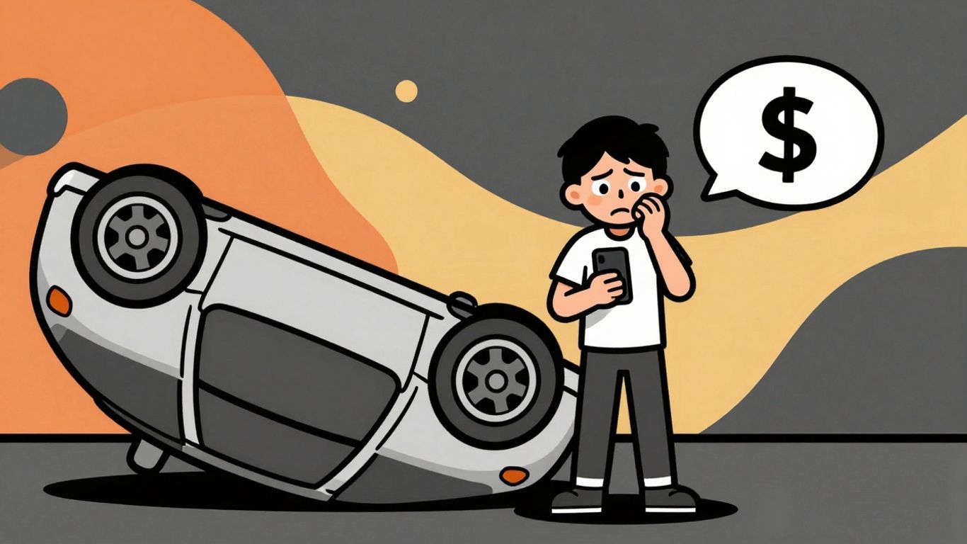 Person stressed about upside-down car loan, negotiating with lender.