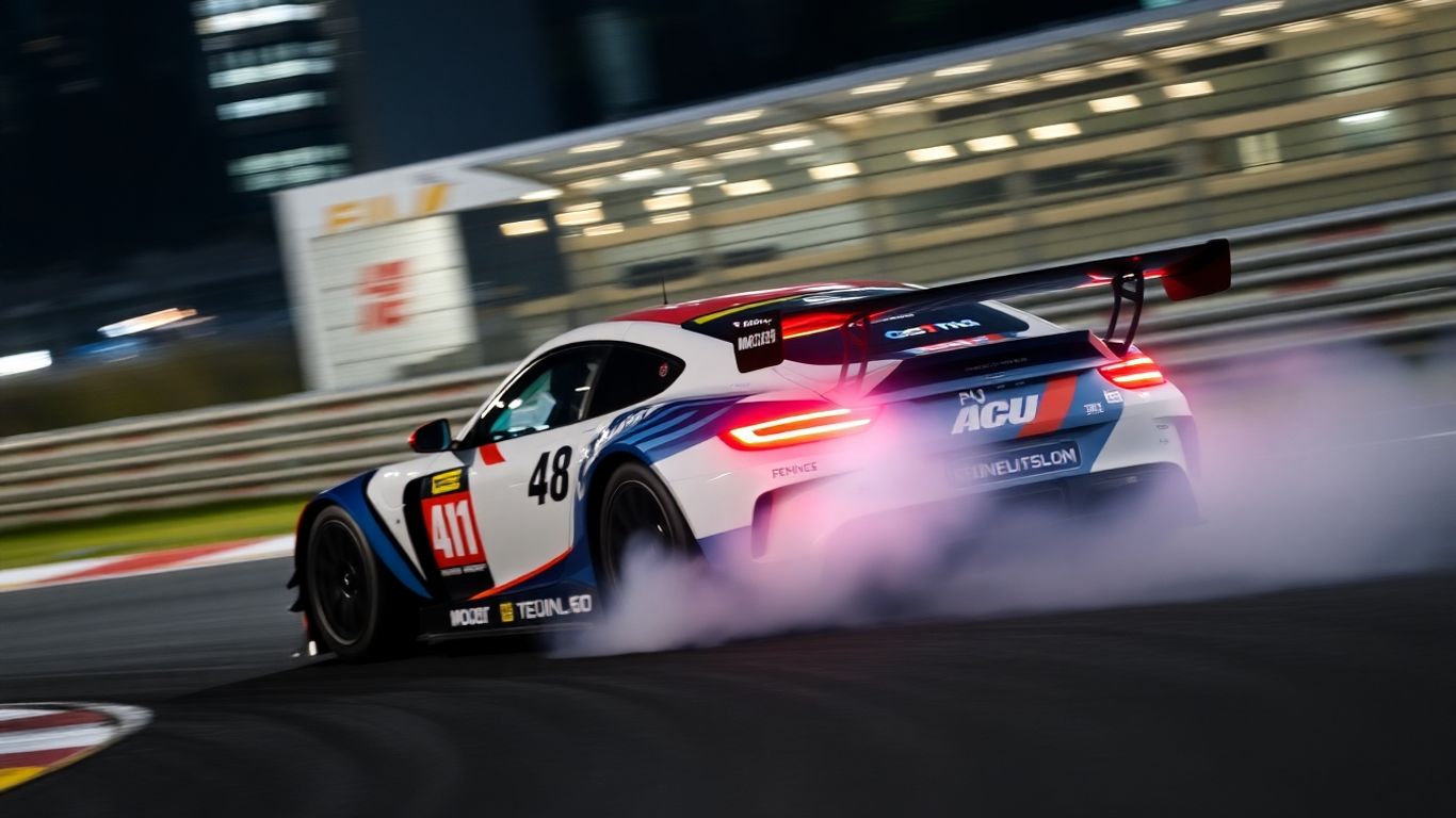 Laurin Heinrich's race car in action at Macau GT World Cup.