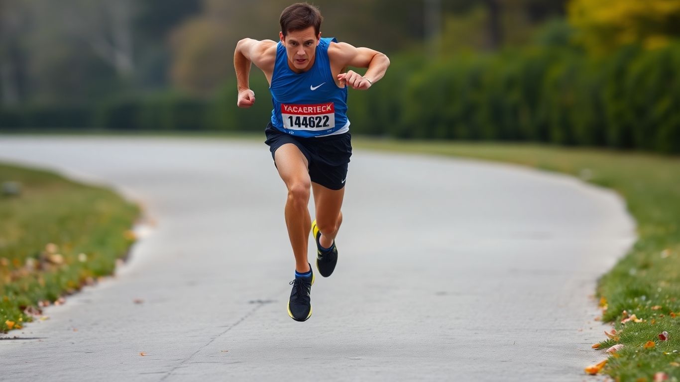 Runner pushing hard at the end of a race.