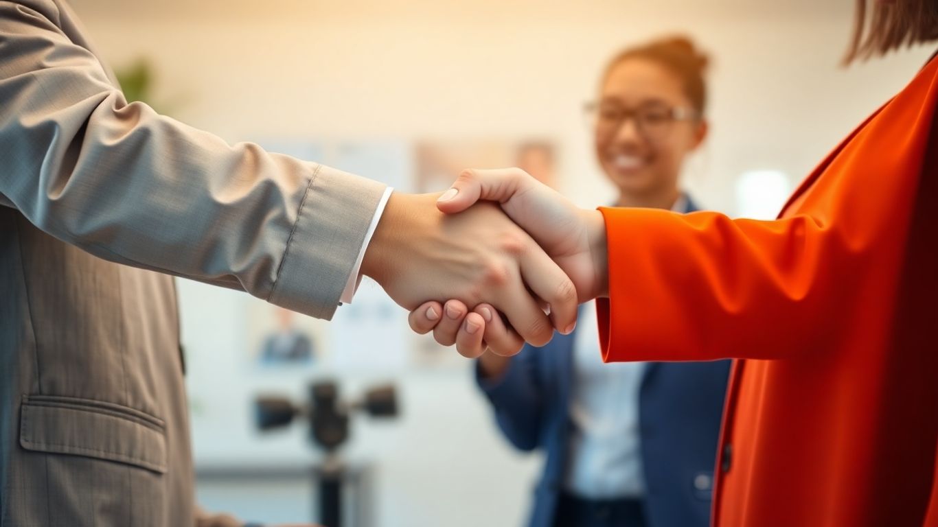 Handshake symbolizing service marketing connection and trust.