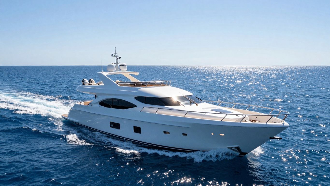 Luxurious 40-foot yacht sailing on the ocean.