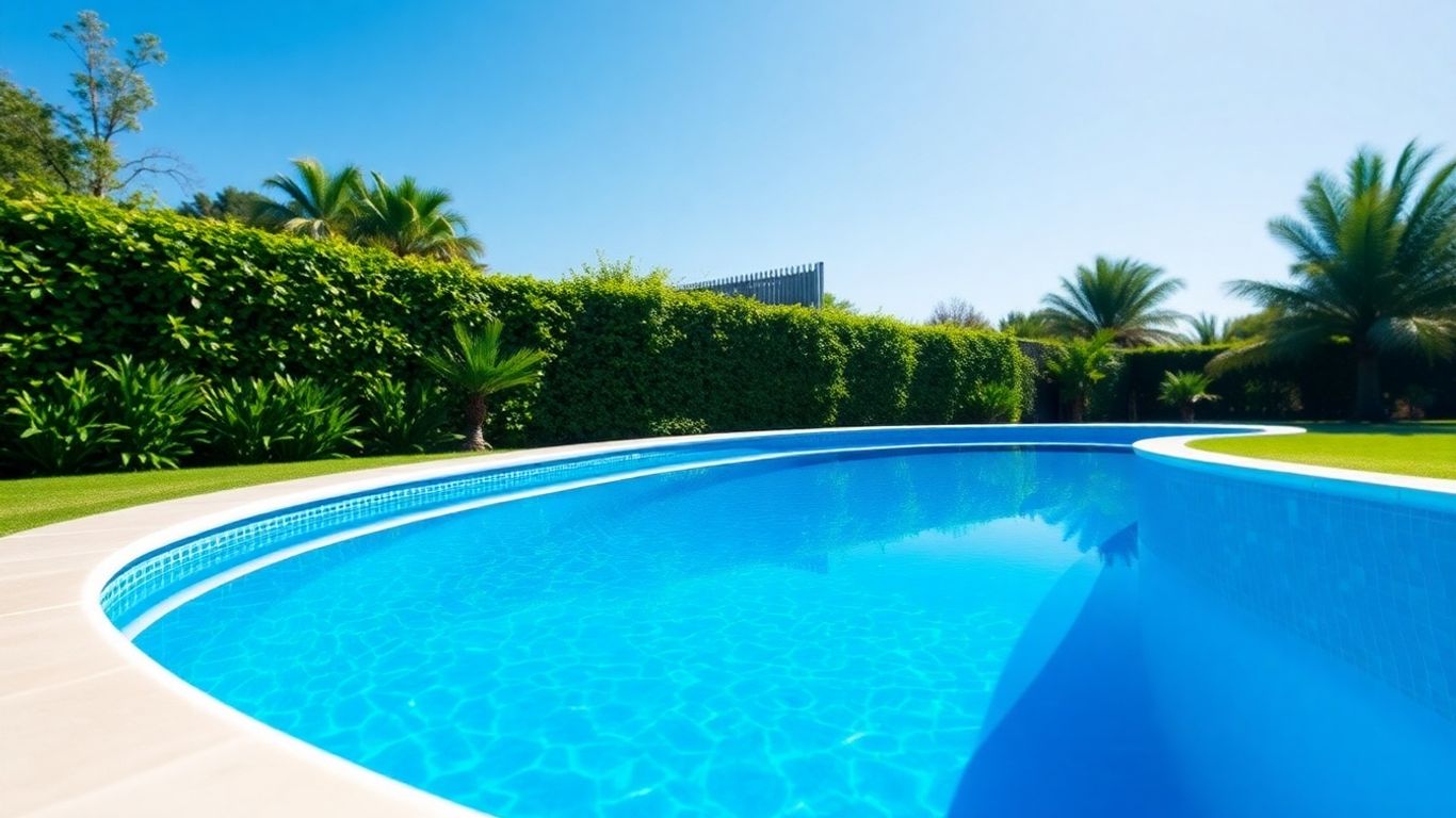 Modern fibreglass pool in a sunny backyard.