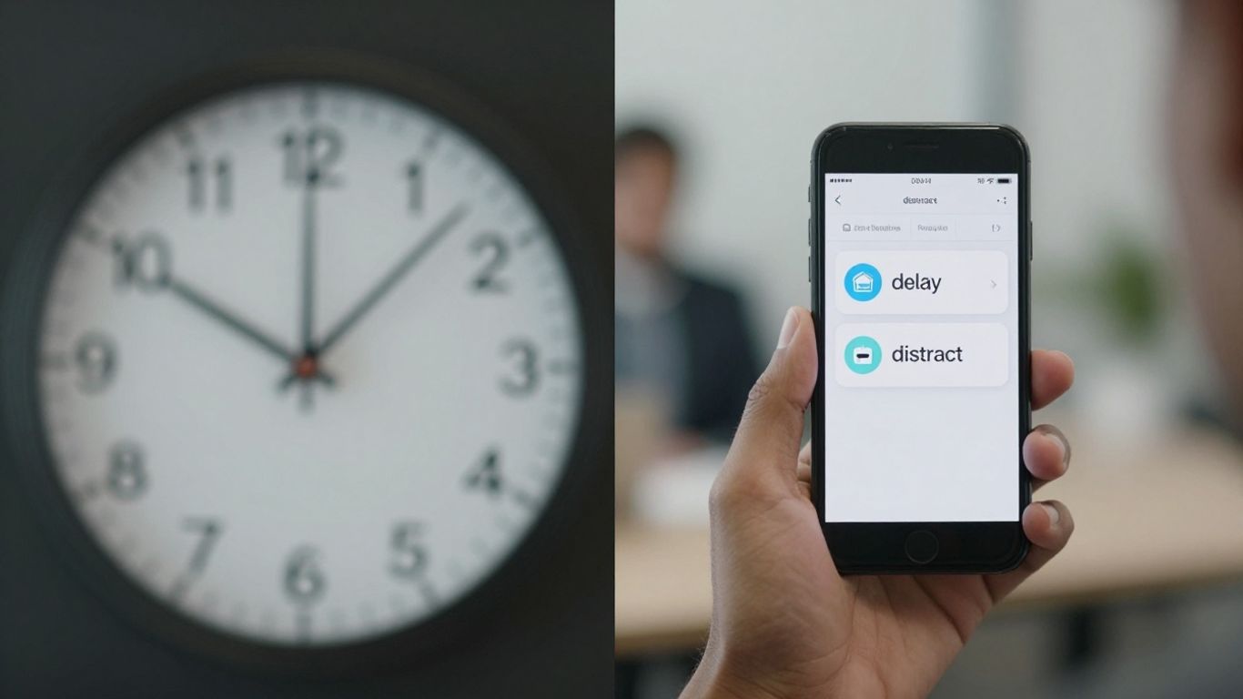 Clock and smartphone illustrating decision spacing tools.