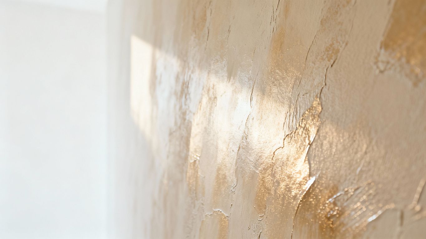 Smooth Venetian plaster wall with subtle sheen.