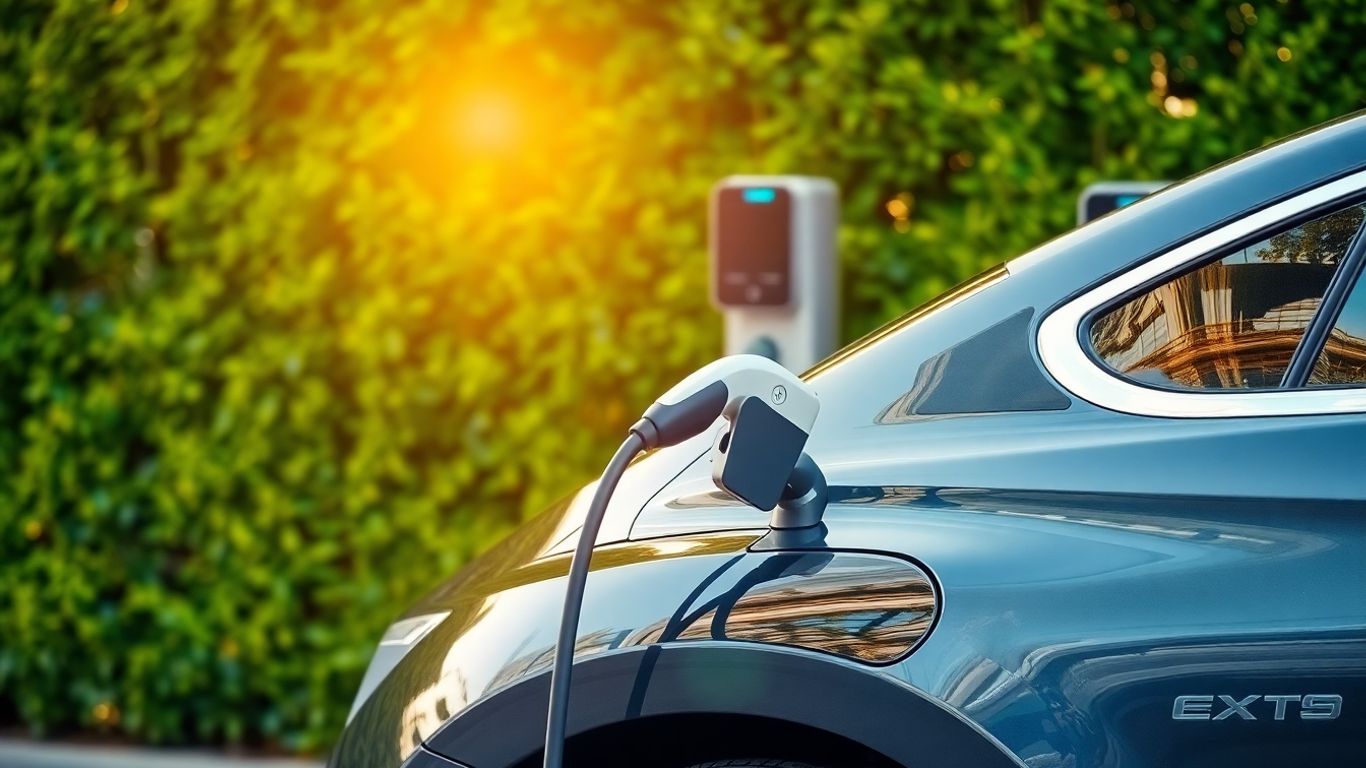 Voiture électrique chargeant à une borne