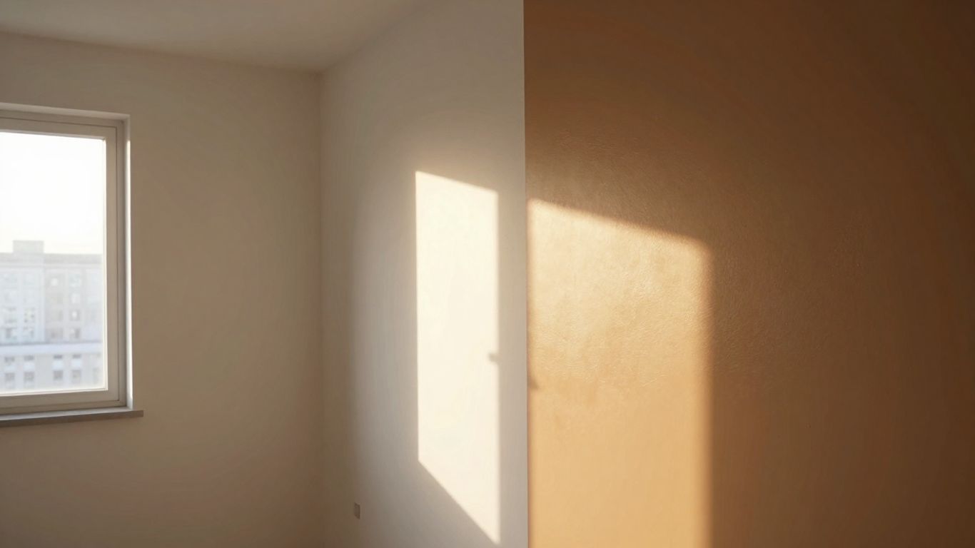 Home interior with light and dark paint colors.