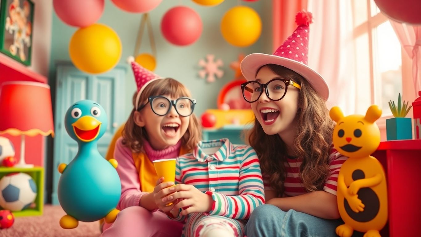 Playful and cheerful photographic scene with lighthearted elements.
