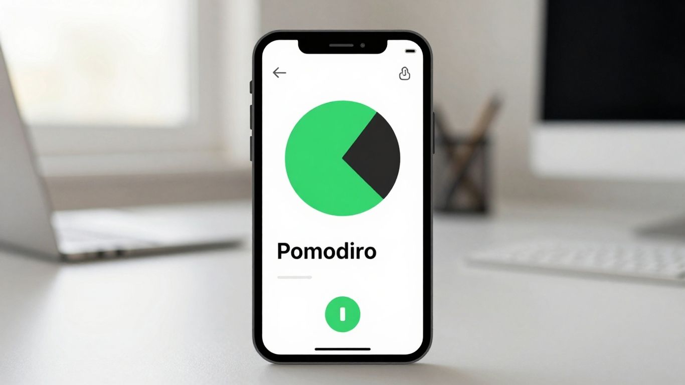 iPhone screen with Pomodoro timer app