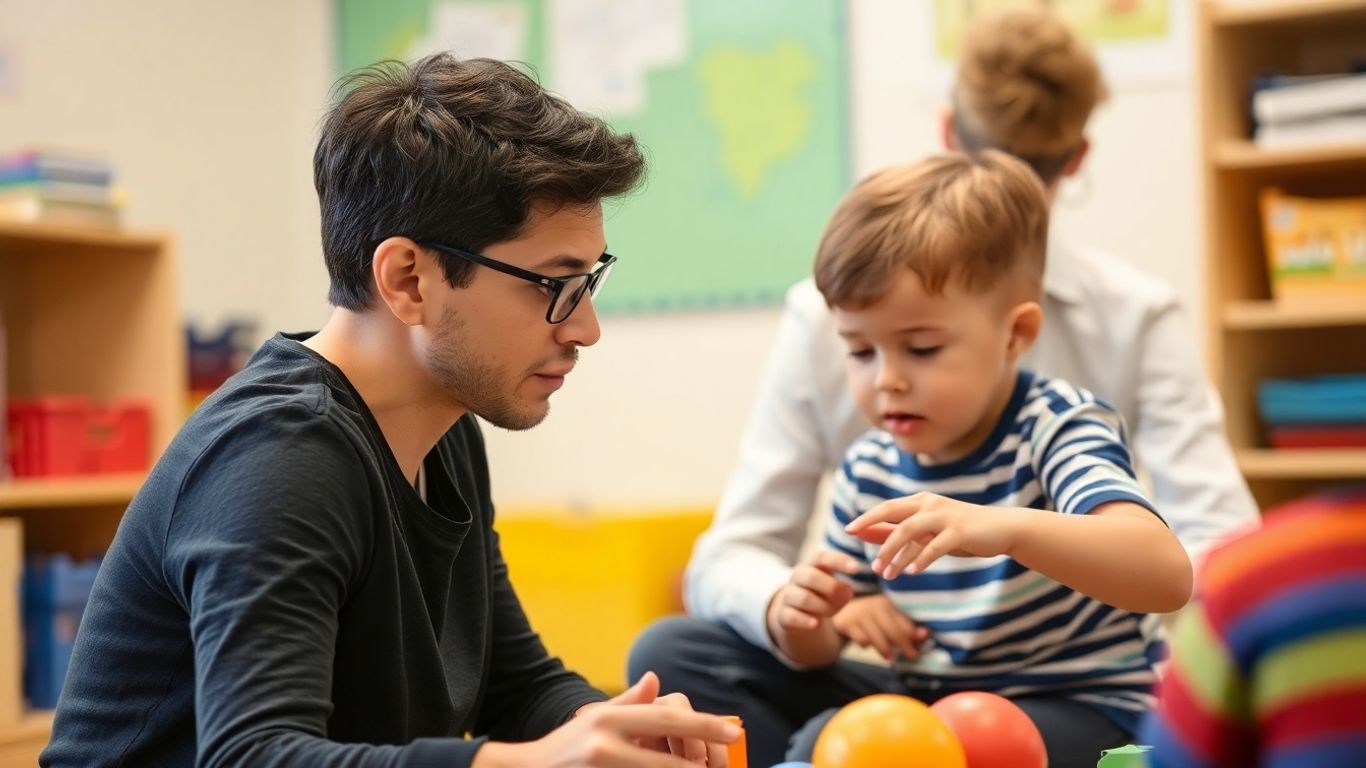 ABA clinician observing a child's play.