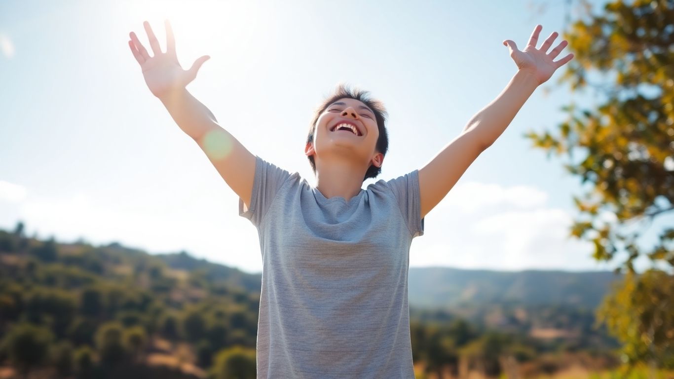 Person stretching outdoors, feeling healthy and energetic.