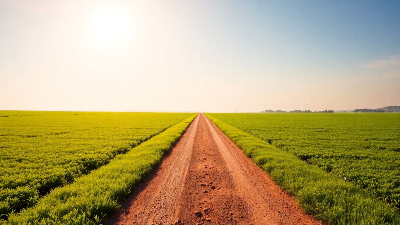 Path leading to a bright, sunny horizon.