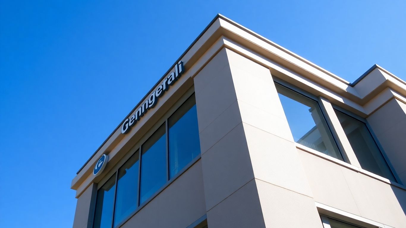 Edificio de oficinas de Generali bajo un cielo azul.