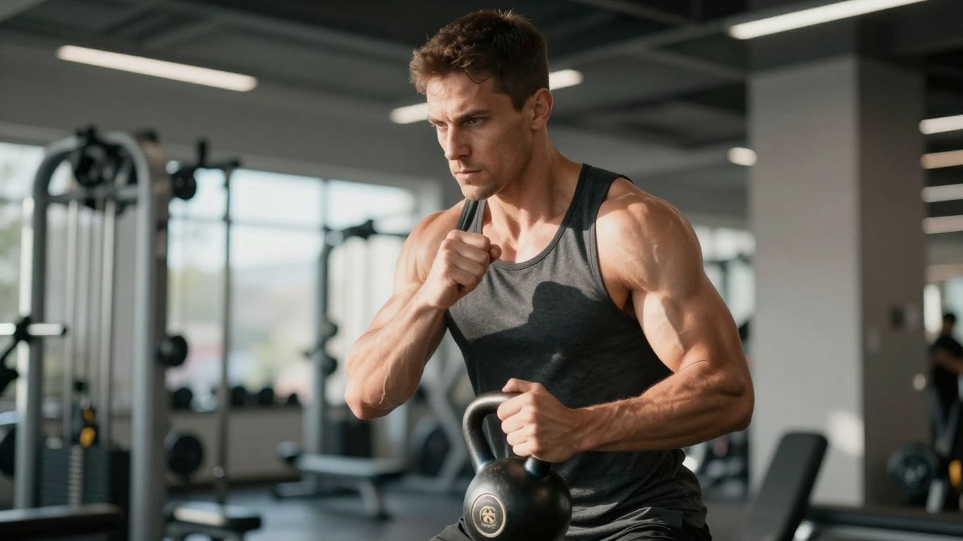 Professional exercising efficiently in a modern gym.