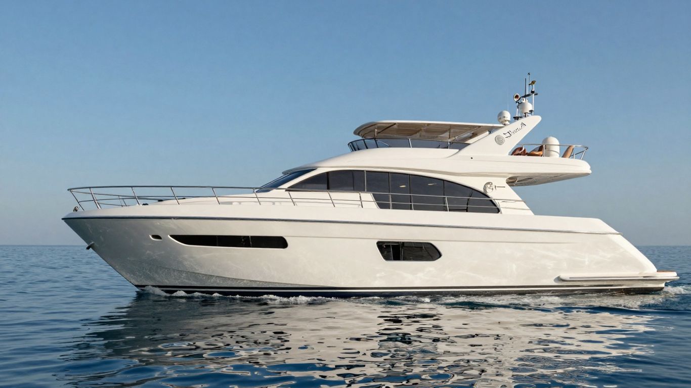 Luxurious Arriva yacht on calm, sunlit sea.