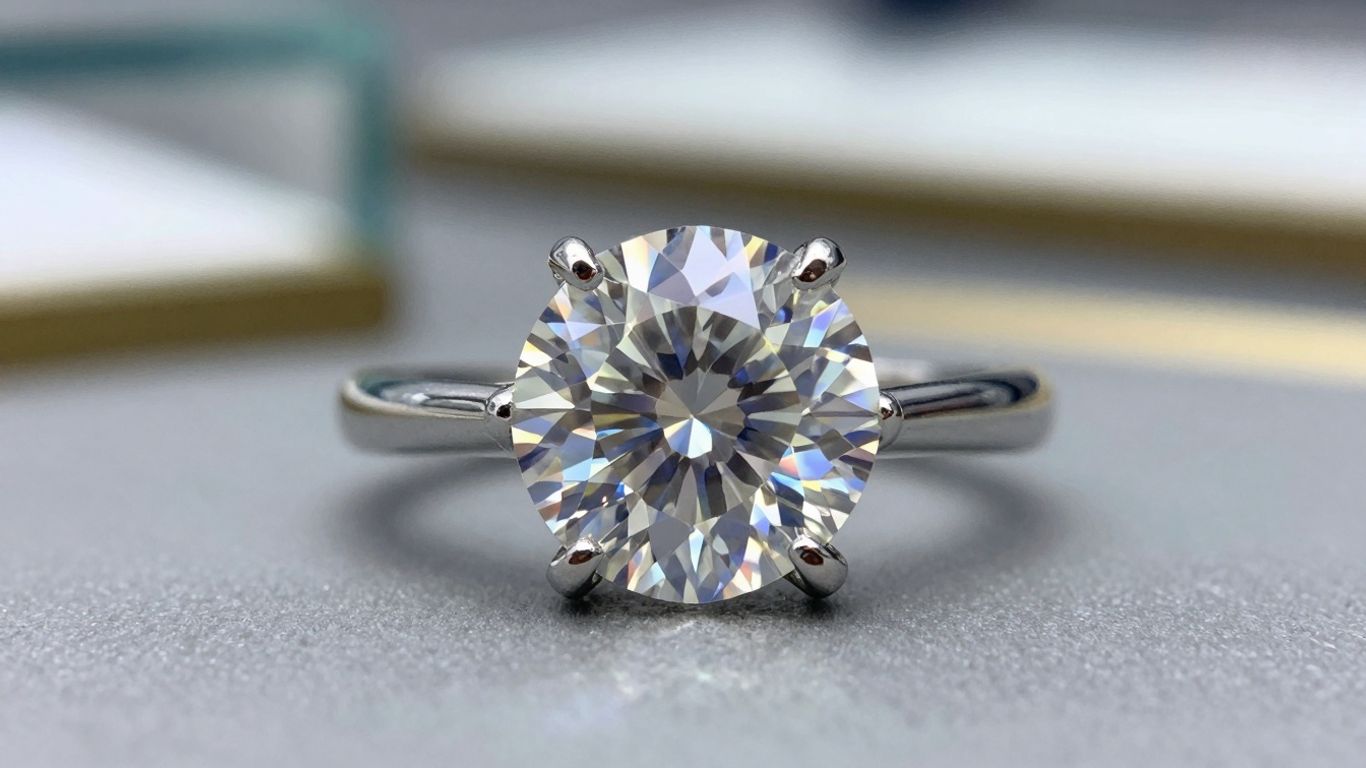 Sparkling diamond ring with brilliant facets.