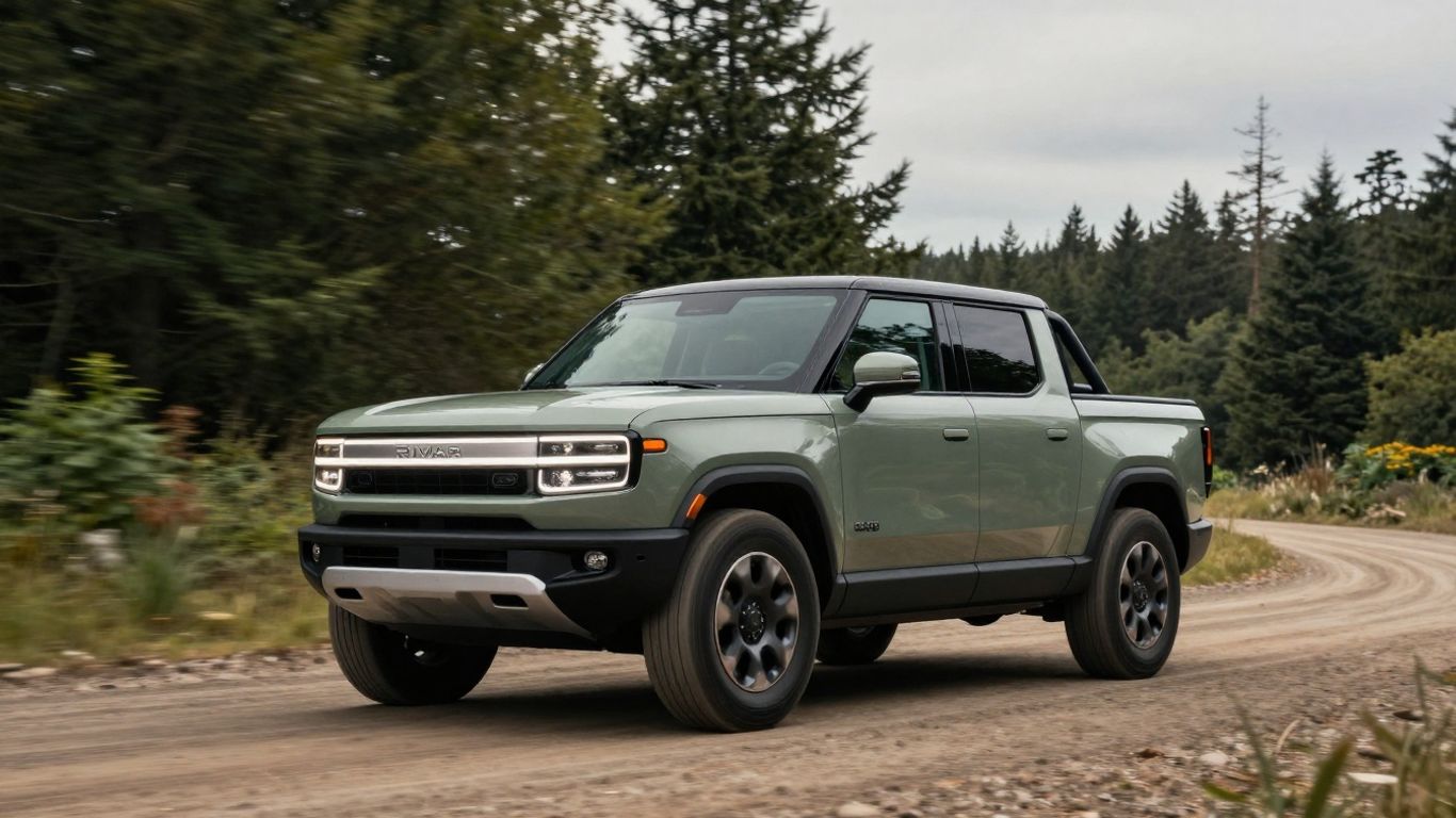 2025 Rivian R1T electric pickup truck outdoors.