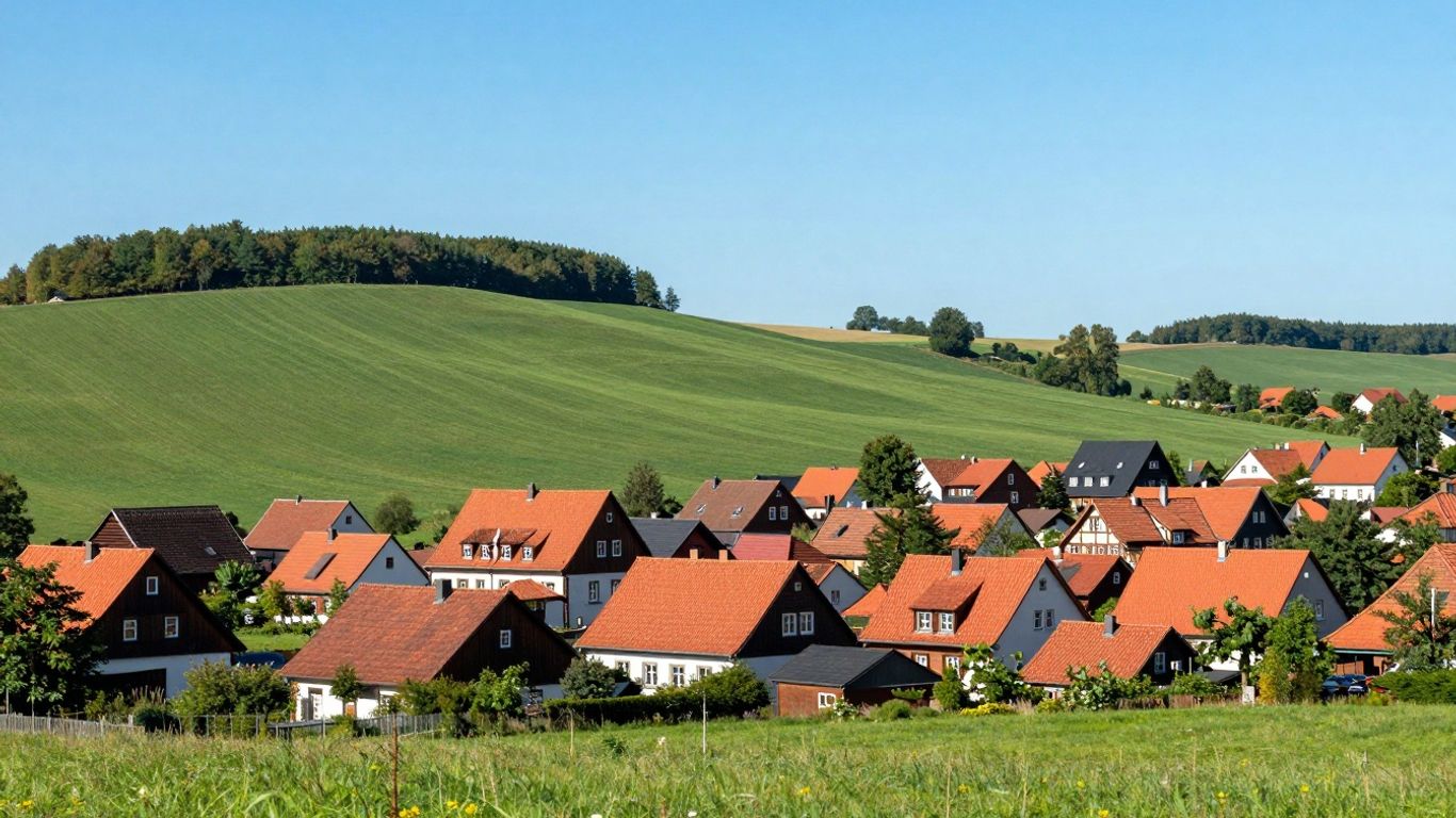 Beelen Gemeinde im Münsterland mit grünen Hügeln und Häusern.